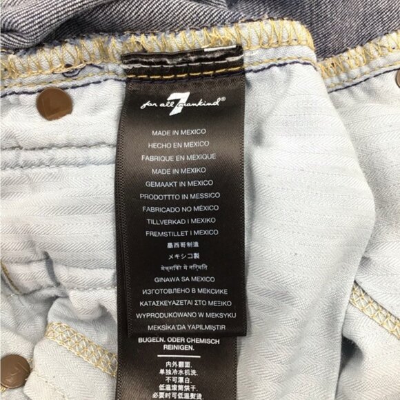 7 For All Mankind Dojo Medium Blue Flare Jeans - Picture 8 of 14